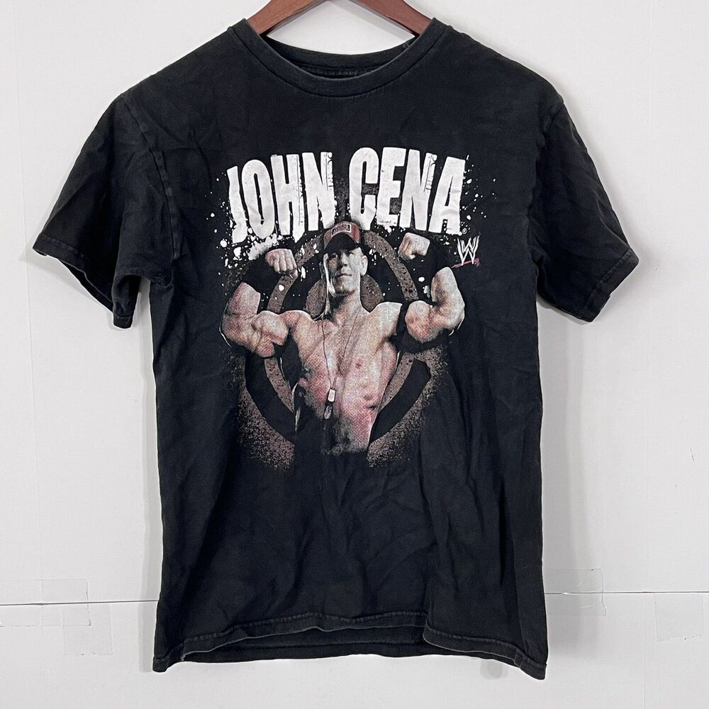 Vintage 00s John Cena Shirt Preshrunk U.S.A. WWE Black Logo Crewneck TEE sz S